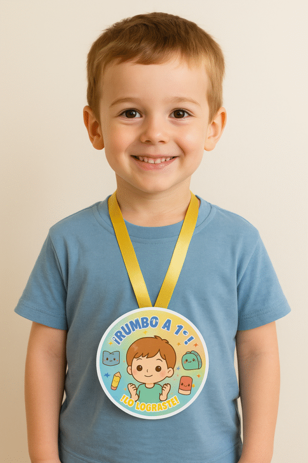 Pack de Medallas Escolares Chibi – 6x6 cm Editables